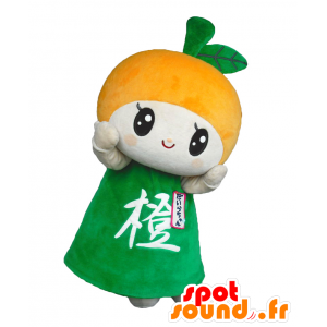 ダリアンちゃんのマスコット、巨大なオレンジ、緑のドレス-MASFR27539-日本のゆるキャラのマスコット