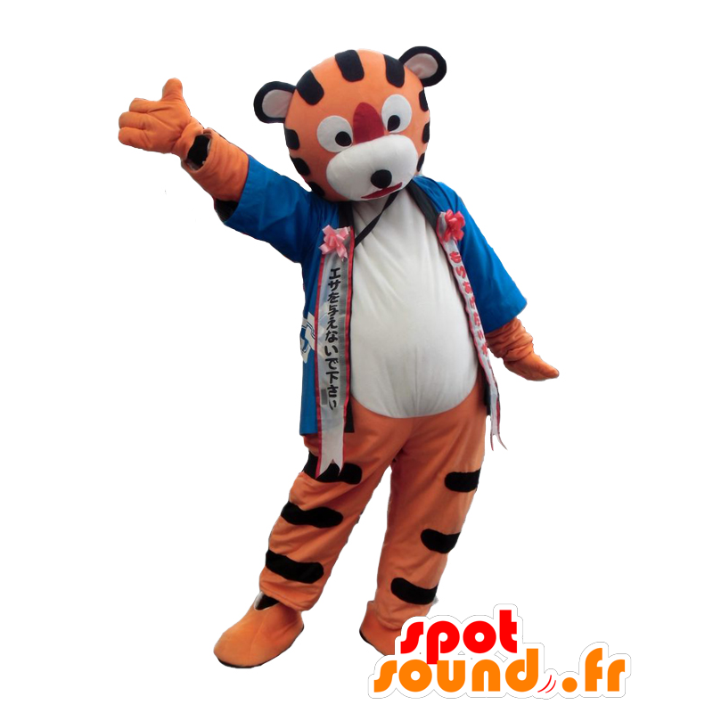 Morigami Maskottchen, Orange und Schwarz Tiger mit blauen Kimono - MASFR27543 - Yuru-Chara japanischen Maskottchen