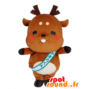 Deer mascot of Mashimaro kun, brown and white - MASFR27544 - Yuru-Chara Japanese mascots