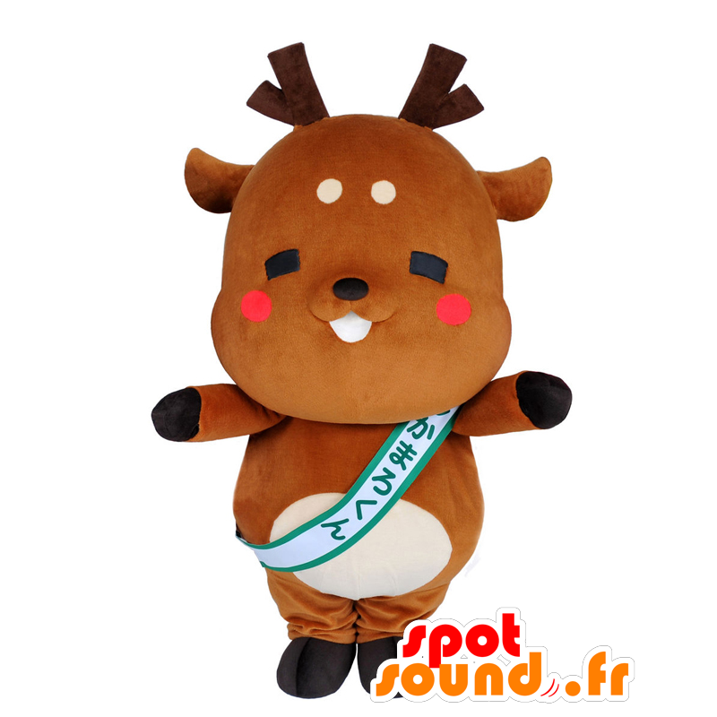 Deer mascot of Mashimaro kun, brown and white - MASFR27544 - Yuru-Chara Japanese mascots