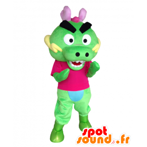 Mascotte de Dora-Rin, dragon de Chooyutshing, vert et rose - MASFR27547 - Mascottes Yuru-Chara Japonaises