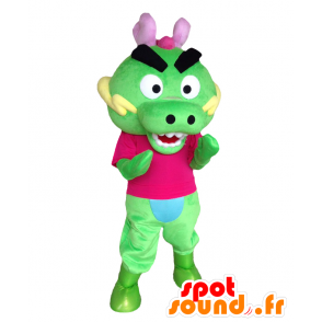 Mascotte de Dora-Rin, dragon de Chooyutshing, vert et rose - MASFR27547 - Mascottes Yuru-Chara Japonaises