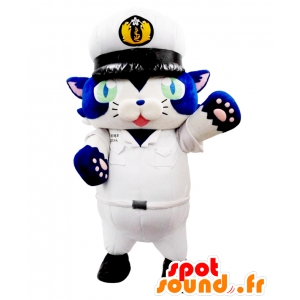 Maskotti Hama-Nyan, valkoinen ja sininen kissa, söpö ja alkuperäinen - MASFR27549 - Mascottes Yuru-Chara Japonaises