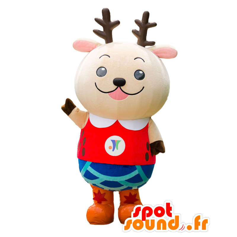 Mascot Nisshi-kun, hond, rendier kleurrijke outfit - MASFR27561 - Yuru-Chara Japanse Mascottes