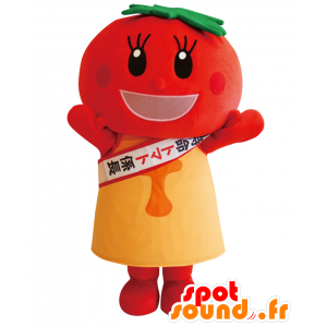 Mascotte de Tomati, tomate rouge, ronde, géante et souriante - MASFR27563 - Mascottes Yuru-Chara Japonaises