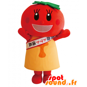 Mascot TOMATI, tomaat rood, ronde, reus en glimlachen - MASFR27563 - Yuru-Chara Japanse Mascottes