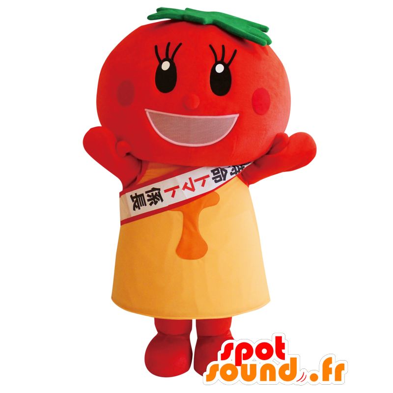 Tomati mascot, tomato red, round, giant and smiling - MASFR27563 - Yuru-Chara Japanese mascots