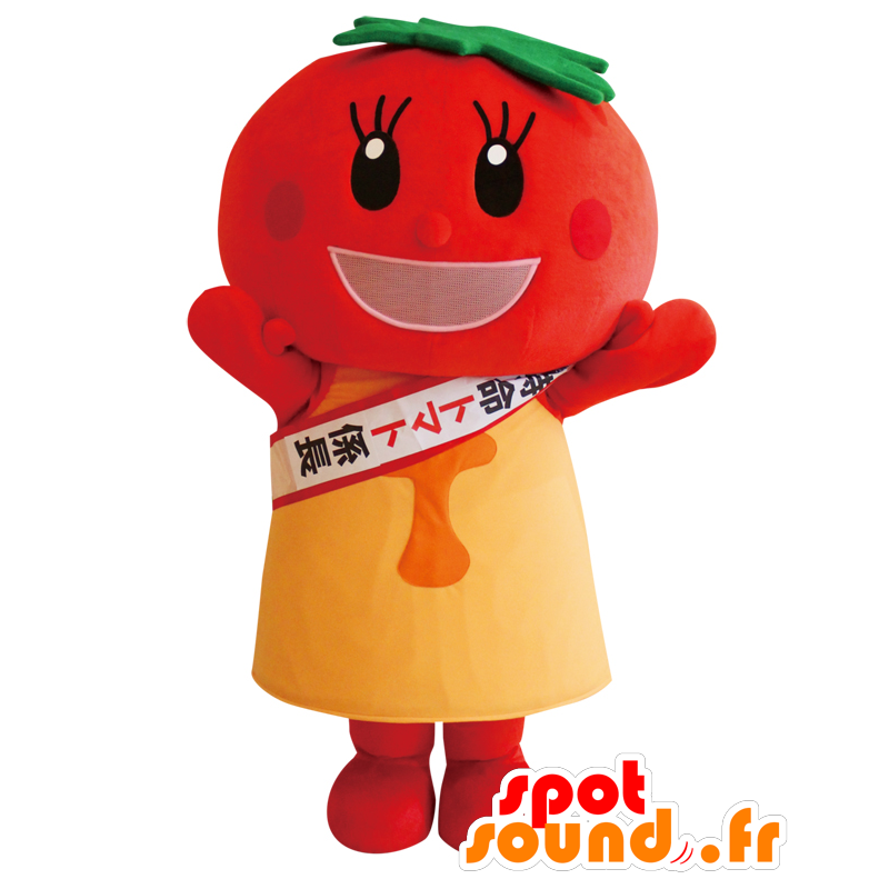 Tomat maskot, rød tomat, rund, kæmpe og smilende - Spotsound