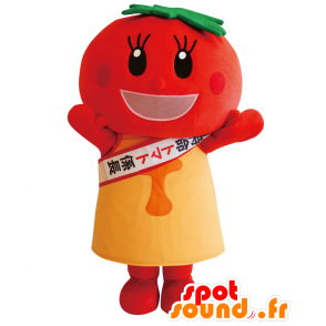 Mascot Tomati, tomaatti punainen, pyöreä, jättiläinen ja hymyilevä - MASFR27563 - Mascottes Yuru-Chara Japonaises