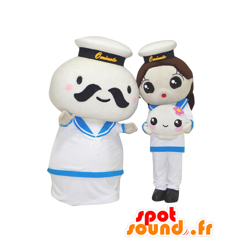 Mascots of Mushu family, 2 white snowmen and a baby - MASFR27564 - Yuru-Chara Japanese mascots