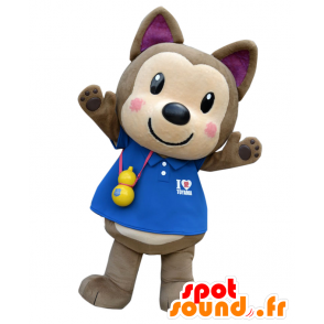 Tommy Banken mascot, gray and purple dog, all hairy - MASFR27568 - Yuru-Chara Japanese mascots