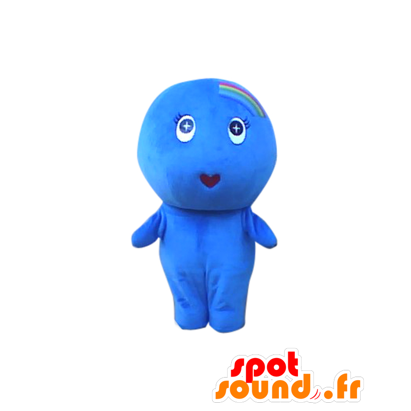 Mascot Nichi-Wa, blauw man en een regenboog op de kop - MASFR27569 - Yuru-Chara Japanse Mascottes