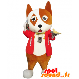 Mascotte Kogi Latta, brown and white dog, Imperial held - MASFR27570 - Yuru-Chara Japanese mascots