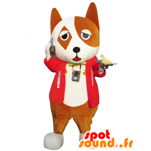Mascot Kogi Latta, brun og hvit hund, Imperial holdt - MASFR27570 - Yuru-Chara japanske Mascots