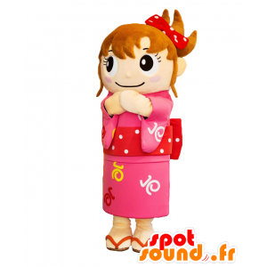 Mascot Izumi-Hime asiatisk jente kledd i rosa - MASFR27573 - Yuru-Chara japanske Mascots