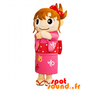 Maskot Izumi-Hime Asiatka oblečený v růžové - MASFR27573 - Yuru-Chara japonské Maskoti