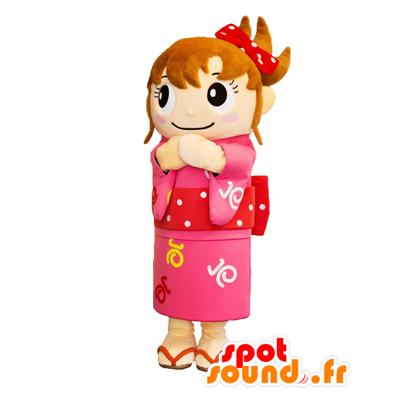 Mascot Izumi-Hime asiatisk jente kledd i rosa - MASFR27573 - Yuru-Chara japanske Mascots