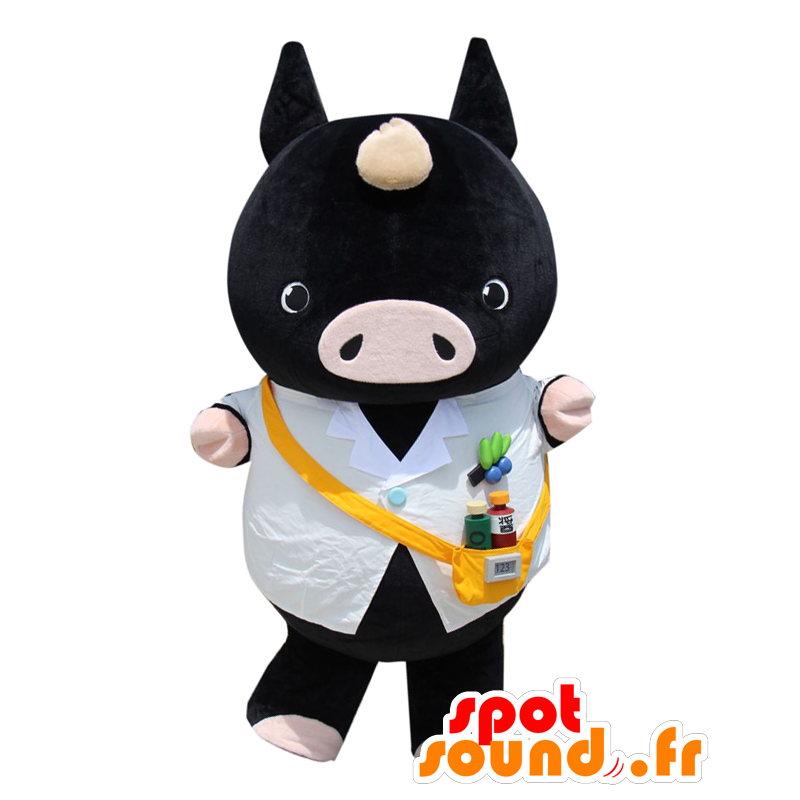 Mascot Orly, zwart varken met een wit overhemd - MASFR27584 - Yuru-Chara Japanse Mascottes