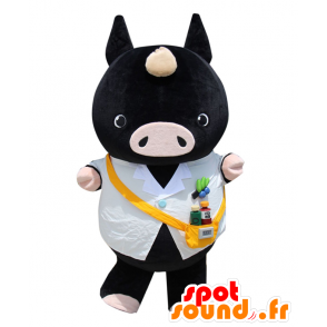 Mascotte Orly, schwarzes Schwein mit einem weißen Hemd - MASFR27584 - Yuru-Chara japanischen Maskottchen