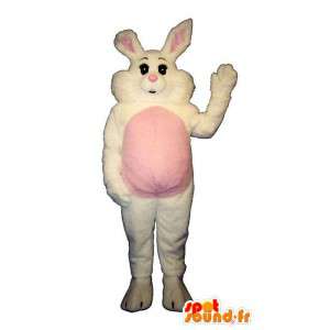 Costume of white and pink bunny, fluffy - MASFR007099 - Rabbit mascot