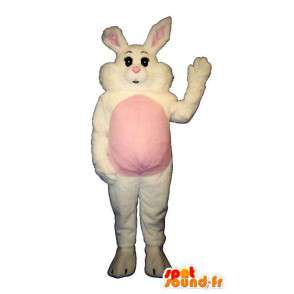 Costume of white and pink bunny, fluffy - MASFR007099 - Rabbit mascot