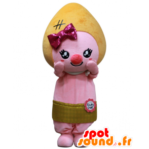 Spitz Maskottchen, rosa Mann mit einer gelben Schale - MASFR27589 - Yuru-Chara japanischen Maskottchen