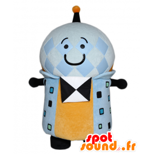 Mascotte de Yumetan, de bonhomme bleu et jaune, avec une antenne - MASFR27590 - Mascottes Yuru-Chara Japonaises