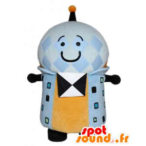 Yumetan maskot, blå och gul snögubbe, med en antenn - Spotsound
