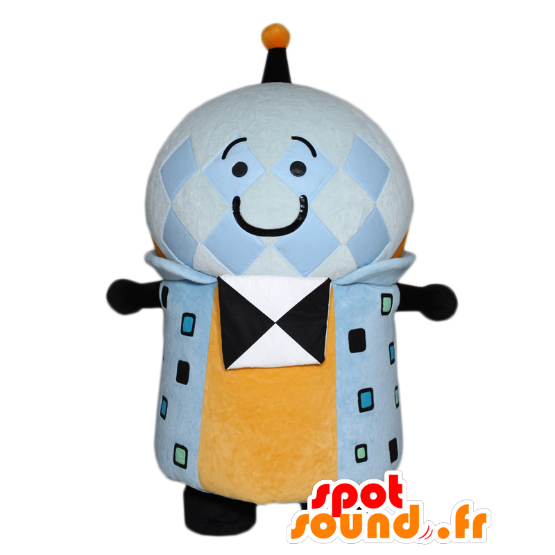 Mascot Yumetan, homem azul e amarelo, com uma antena - MASFR27590 - Yuru-Chara Mascotes japoneses