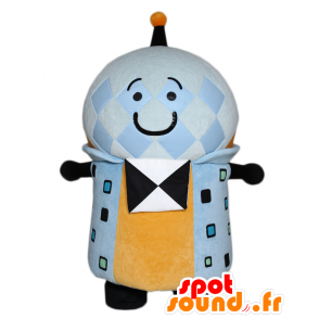 Mascotte de Yumetan, de bonhomme bleu et jaune, avec une antenne - MASFR27590 - Mascottes Yuru-Chara Japonaises