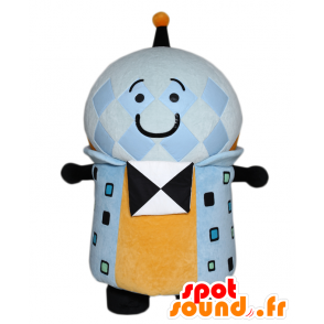 Mascot Yumetan, sininen ja keltainen mies, jossa on antenni - MASFR27590 - Mascottes Yuru-Chara Japonaises