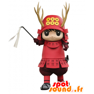 Mascotte de Yukki, samouraï rouge avec des cornes de cerf - MASFR27593 - Mascottes Yuru-Chara Japonaises