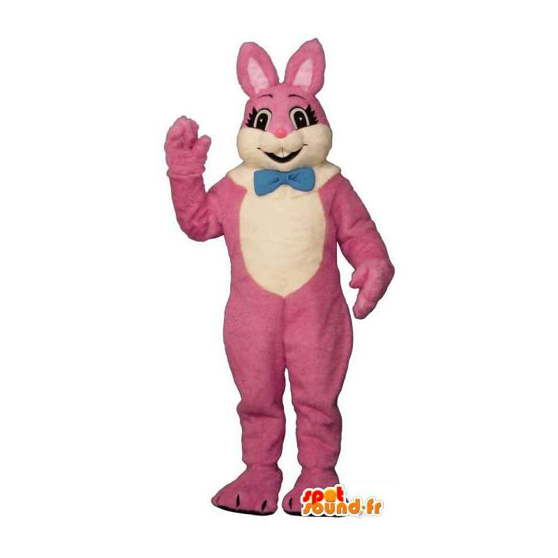 Lyserød og hvid kanin kostume - Spotsound maskot kostume