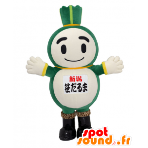 Mascot Sasa Dharma jättiläinen purjo, vihreä ja valkoinen - MASFR27598 - Mascottes Yuru-Chara Japonaises