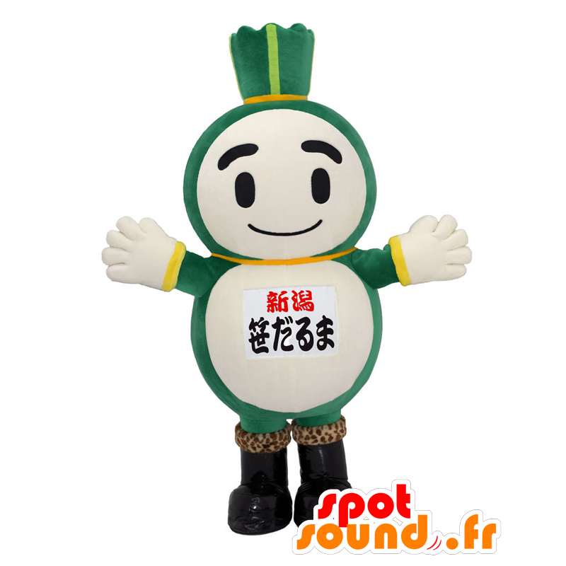 Sasa-Dharma mascot, giant leek, green and white - MASFR27598 - Yuru-Chara Japanese mascots