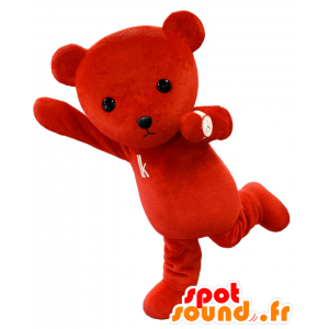 Rukibea Maskottchen großer Teddybär rot und weiß - MASFR27600 - Yuru-Chara japanischen Maskottchen