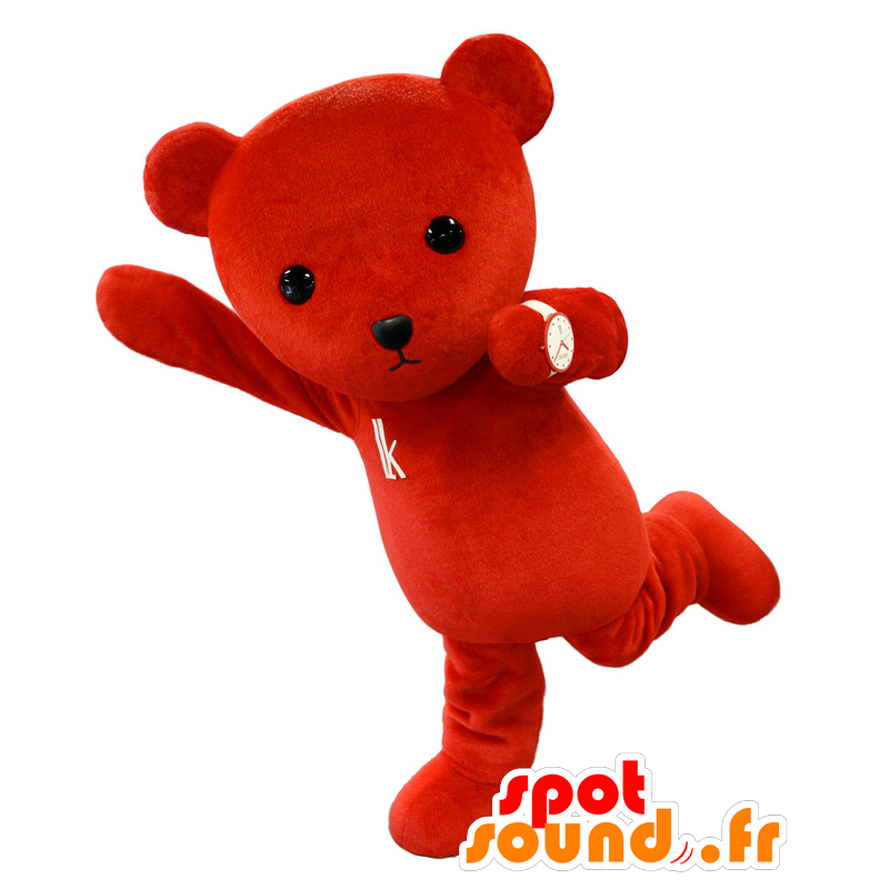 Mascot Rukibea, grote teddybeer rood en wit - MASFR27600 - Yuru-Chara Japanse Mascottes