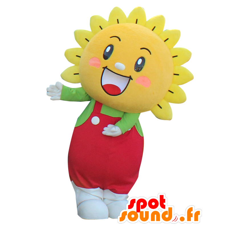 Mari-kun mascotte, zonnebloem geel, rood en groen - MASFR27602 - Yuru-Chara Japanse Mascottes