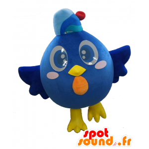 Hapimaru Maskottchen, Big Blue Vogel, Weiß und Gelb - MASFR27605 - Yuru-Chara japanischen Maskottchen