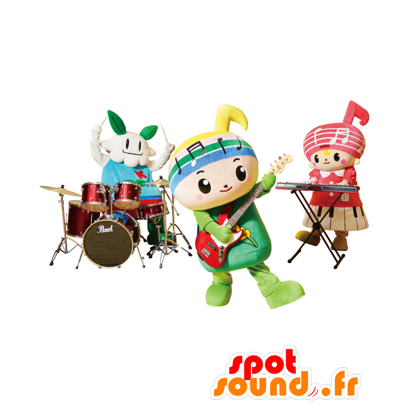 Rockmusikgruppmaskoter med 3 tecken - Spotsound maskot