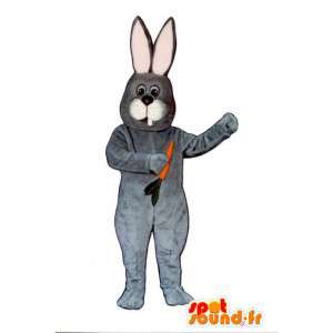 Mascot conejo gris y blanco. Traje del conejito - MASFR007101 - Mascota de conejo