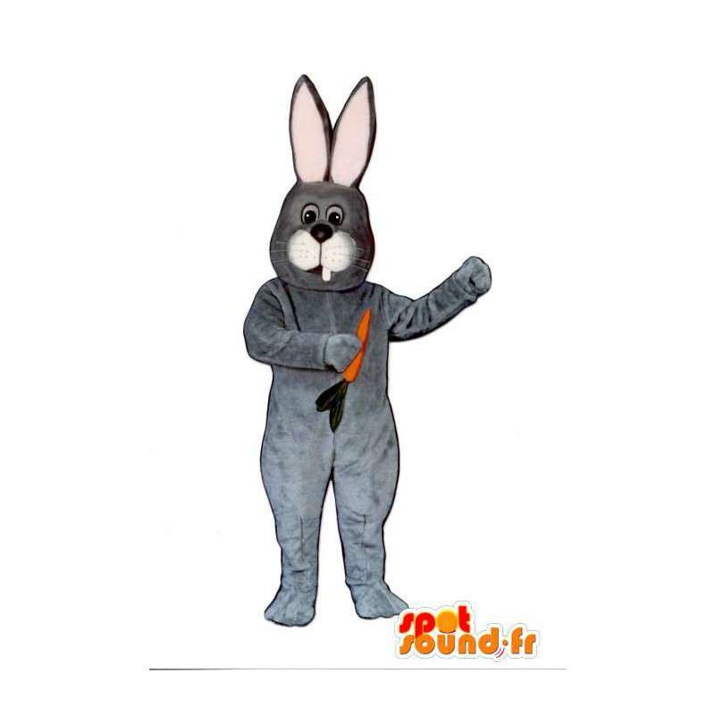 灰色と白のウサギのマスコット。うさぎコスチューム-MASFR007101-うさぎマスコット