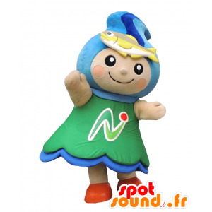 Mascotte de Naka-chan, de vacancière, avec un poisson sur la tête - MASFR27607 - Mascottes Yuru-Chara Japonaises