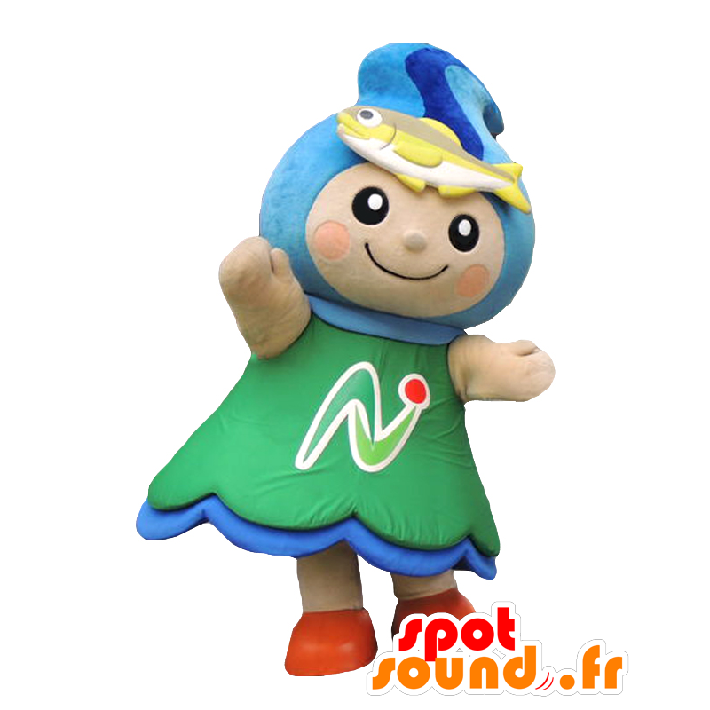 Naka-chan maskot ferie, med en fisk på hodet - MASFR27607 - Yuru-Chara japanske Mascots