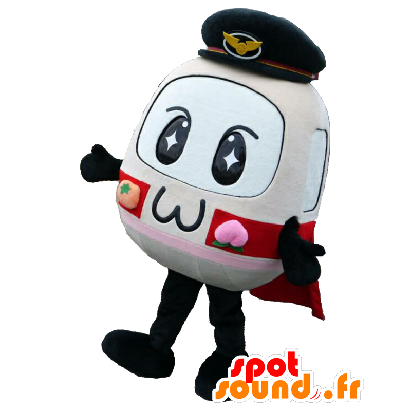 Mascot Waffle, autocarro, eléctrico vermelho, branco e preto - MASFR27609 - Yuru-Chara Mascotes japoneses