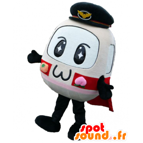 Mascotte Waffle, autobus, tram rosso, bianco e nero - MASFR27609 - Yuru-Chara mascotte giapponese
