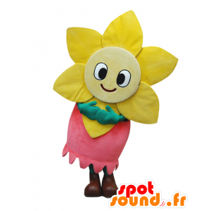 Mascot blik-chan, gul blomst, sol, meget smilende - Spotsound