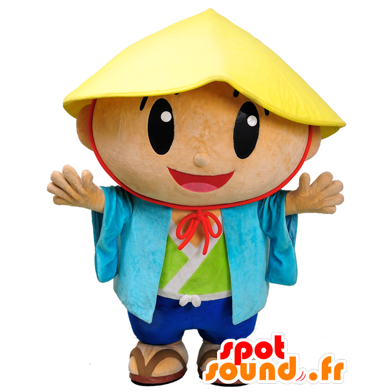 Tabimaru maskot. Drengemaskot med en kinesisk hat - Spotsound