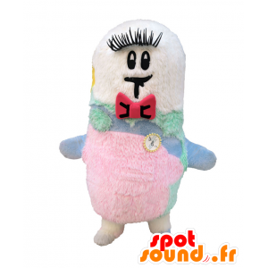 Shimokki Maskottchen. Rosafarbene und weiße Schneemann-Maskottchen - MASFR27618 - Yuru-Chara japanischen Maskottchen