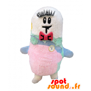シモッキのマスコット。ピンクと白の雪だるまのマスコット-MASFR27618-日本のゆるキャラのマスコット
